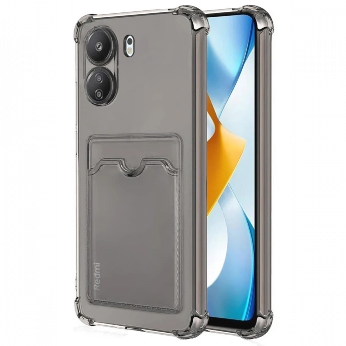 Mey İthalat®   Redmi 13C Kılıf Kart Şeffaf Silikon - Şeffaf