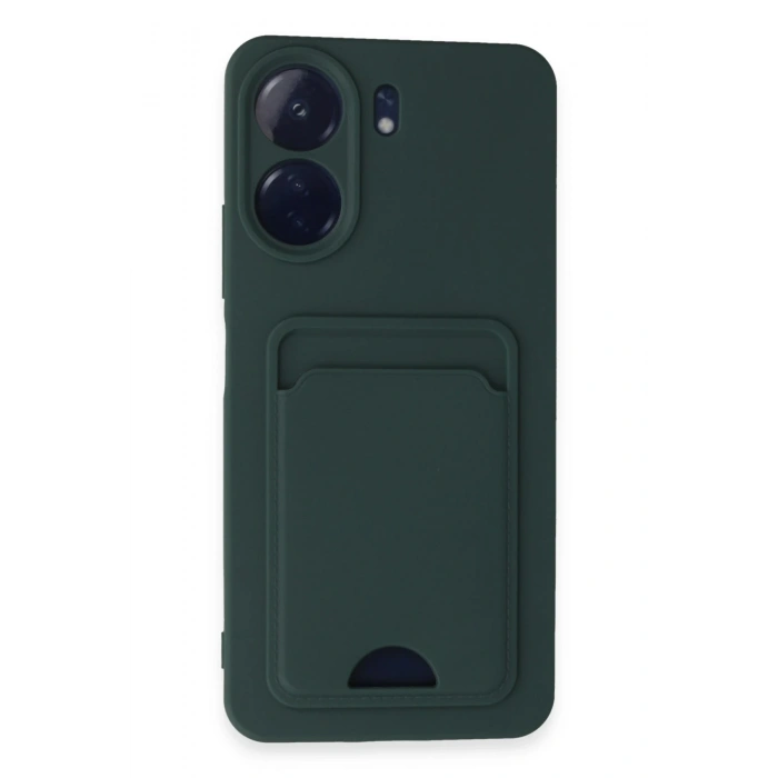 Mey İthalat®   Redmi 13C Kılıf Kelvin Kartvizitli Silikon - Koyu Yeşil