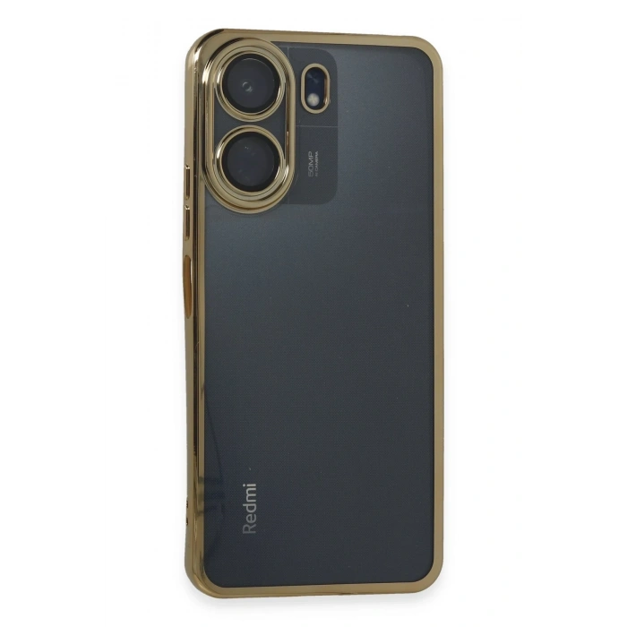 Mey İthalat®   Redmi 13C Kılıf  Lensli Silikon - Gold