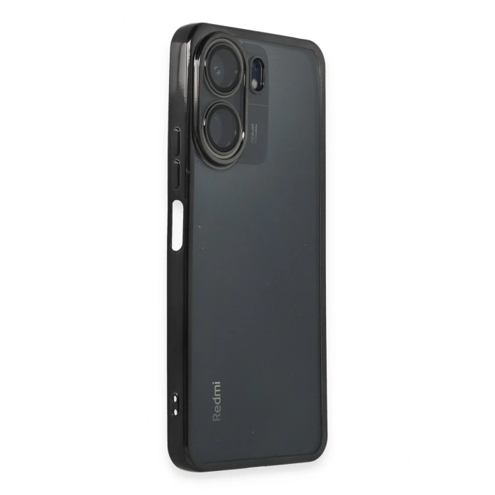 Mey İthalat®   Redmi 13C Kılıf  Lensli Silikon - Siyah