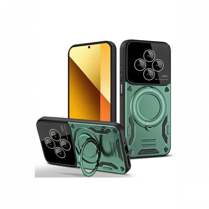 Mey İthalat®   Redmi 14C Kılıf Joy Lens Standlı Kapak - Koyu Yeşil