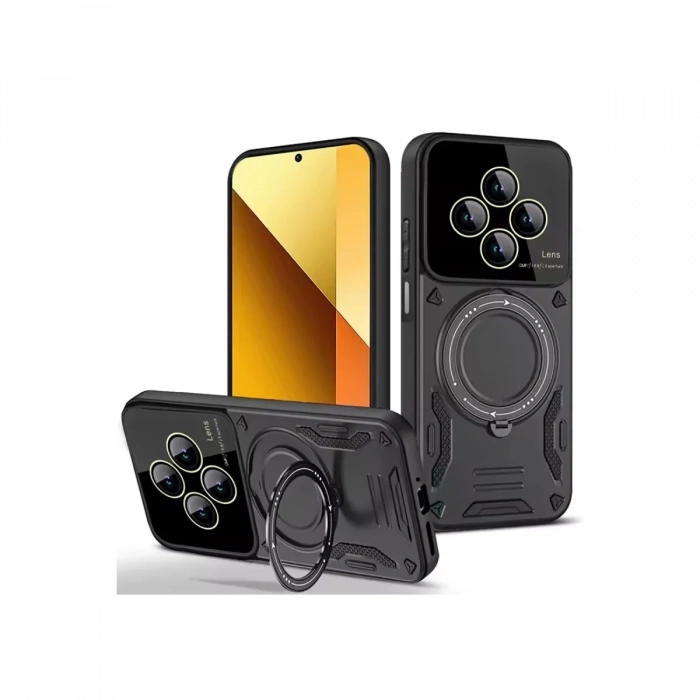 Mey İthalat®   Redmi 14C Kılıf Joy Lens Standlı Kapak - Siyah