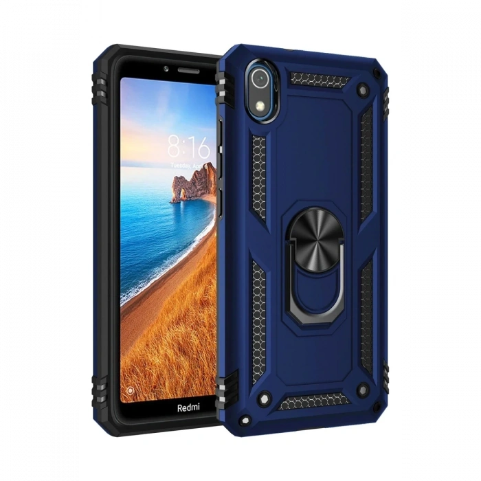 Mey İthalat®   Redmi 7A Kılıf Sofya Yüzüklü Silikon Kapak - Lacivert