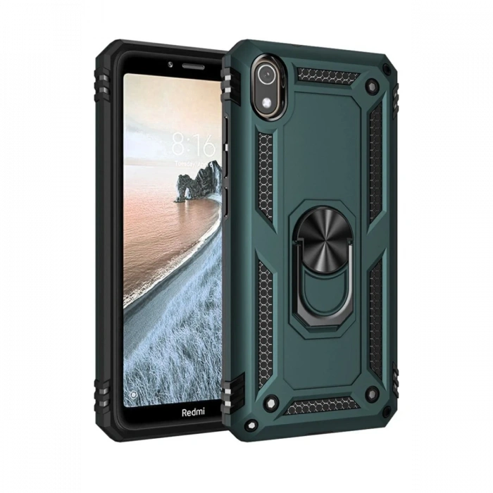 Mey İthalat®   Redmi 7A Kılıf Sofya Yüzüklü Silikon Kapak - Yeşil