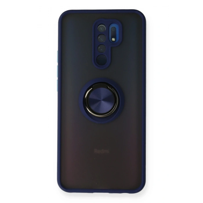 Mey İthalat®   Redmi 9 Kılıf Montreal Yüzüklü Silikon Kapak - Lacivert