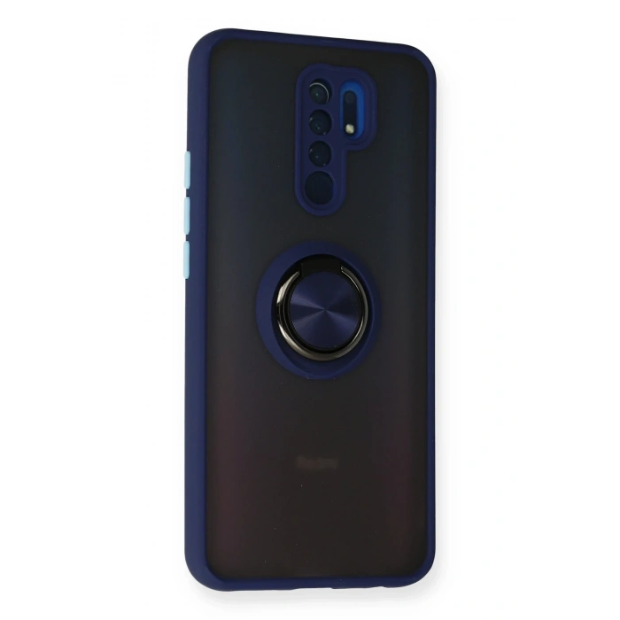 Mey İthalat®   Redmi 9 Kılıf Montreal Yüzüklü Silikon Kapak - Lacivert