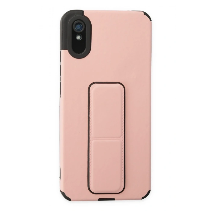 Mey İthalat®   Redmi 9A Kılıf Mega Standlı Silikon - Pudra