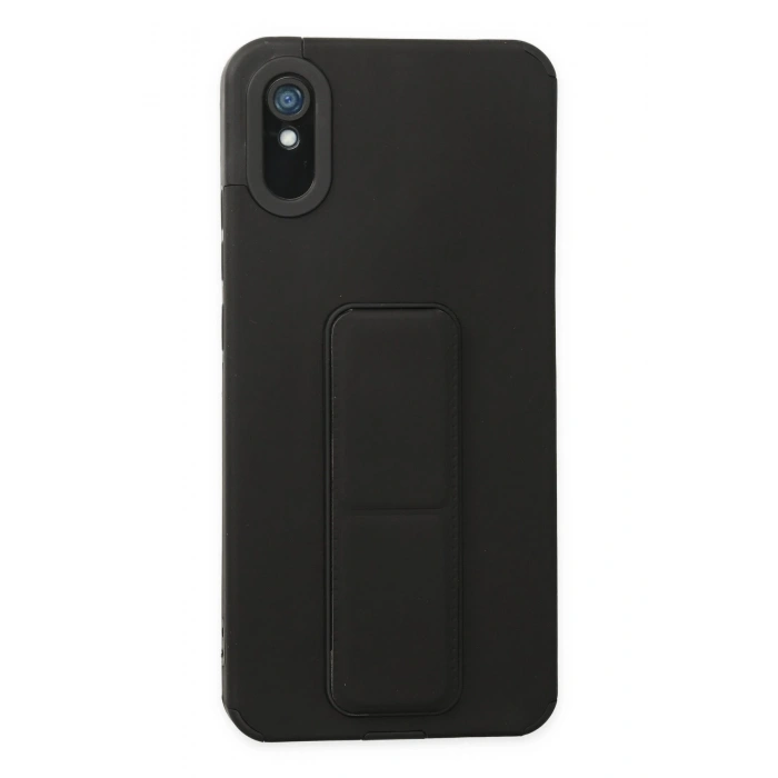 Mey İthalat®   Redmi 9A Kılıf Mega Standlı Silikon - Siyah