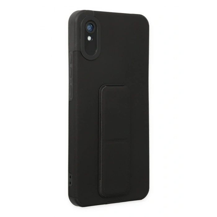 Mey İthalat®   Redmi 9A Kılıf Mega Standlı Silikon - Siyah
