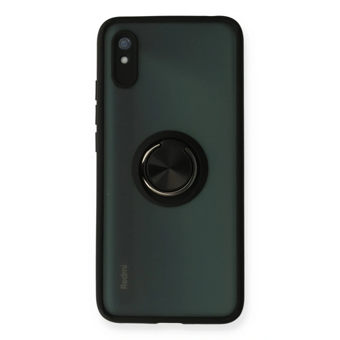 Mey İthalat®   Redmi 9A Kılıf Montreal Yüzüklü Silikon Kapak - Siyah