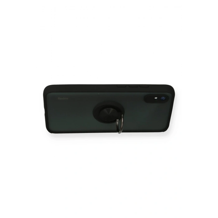 Mey İthalat®   Redmi 9A Kılıf Montreal Yüzüklü Silikon Kapak - Siyah