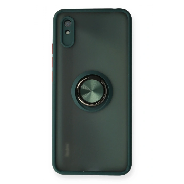 Mey İthalat®   Redmi 9A Kılıf Montreal Yüzüklü Silikon Kapak - Yeşil