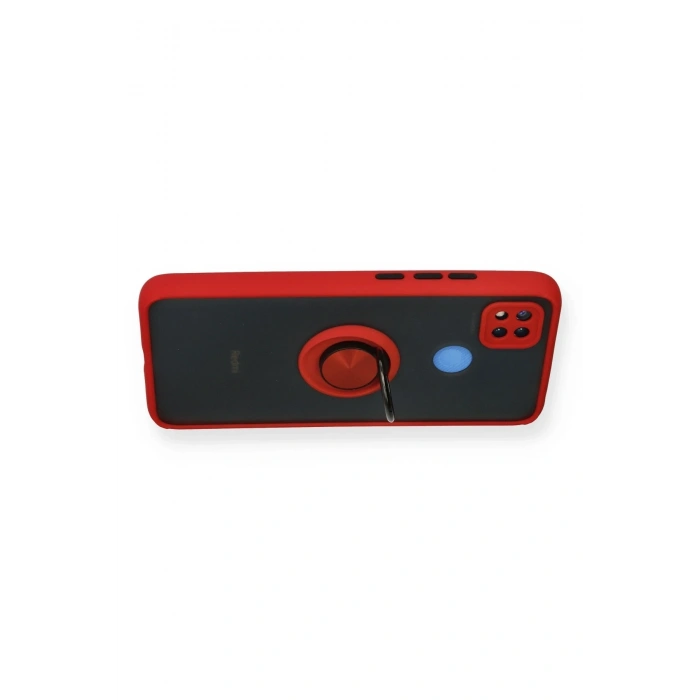 Mey İthalat®   Redmi 9C Kılıf Montreal Yüzüklü Silikon Kapak - Kırmızı