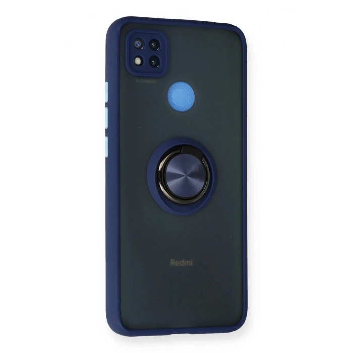 Mey İthalat®   Redmi 9C Kılıf Montreal Yüzüklü Silikon Kapak - Lacivert
