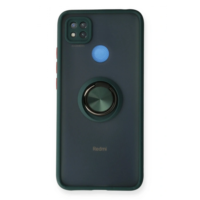 Mey İthalat®   Redmi 9C Kılıf Montreal Yüzüklü Silikon Kapak - Yeşil