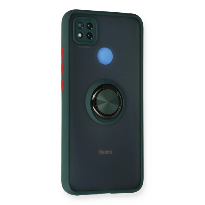 Mey İthalat®   Redmi 9C Kılıf Montreal Yüzüklü Silikon Kapak - Yeşil