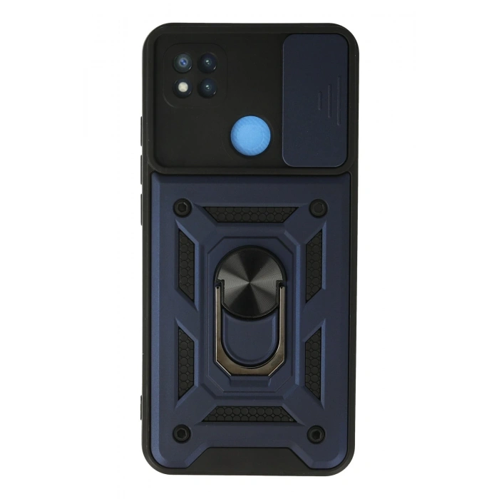 Mey İthalat®   Redmi 9C Kılıf Pars Lens Yüzüklü Silikon - Lacivert