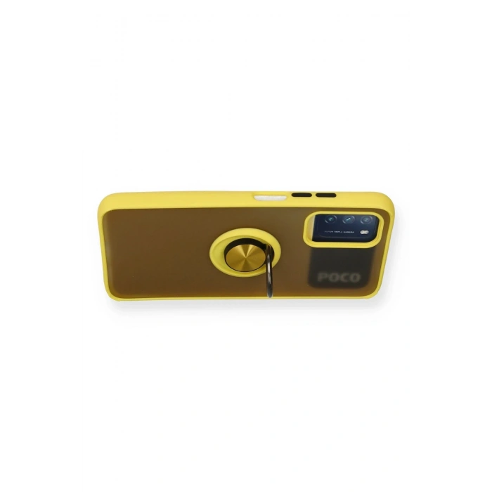 Mey İthalat®   Redmi 9T Kılıf Montreal Yüzüklü Silikon Kapak - Sarı