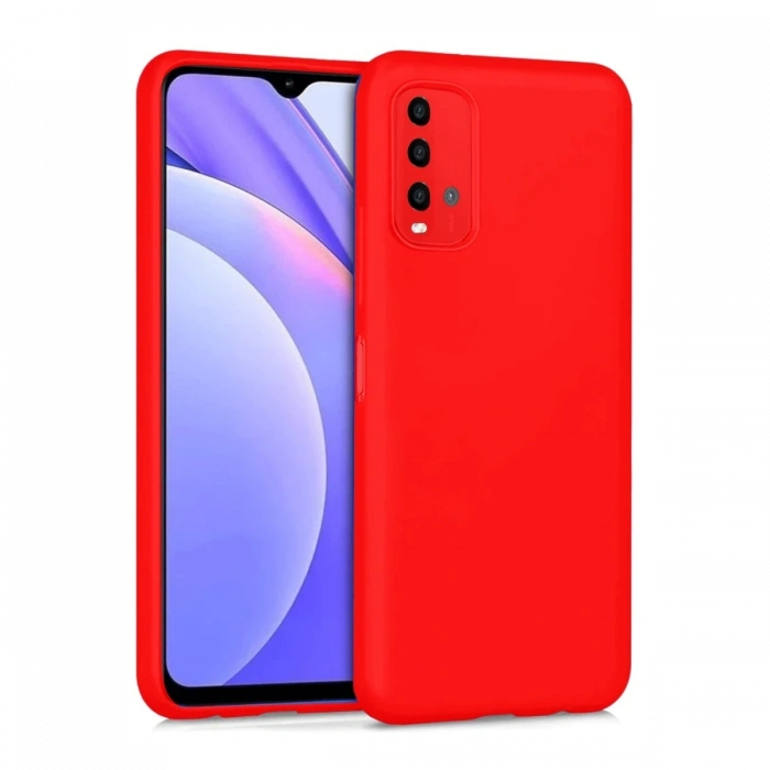 Mey İthalat®   Redmi 9T Kılıf Nano içi Kadife Silikon - Kırmızı