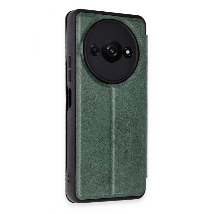 Mey İthalat®   Redmi A3 4G Kılıf Flip Cover - Koyu Yeşil
