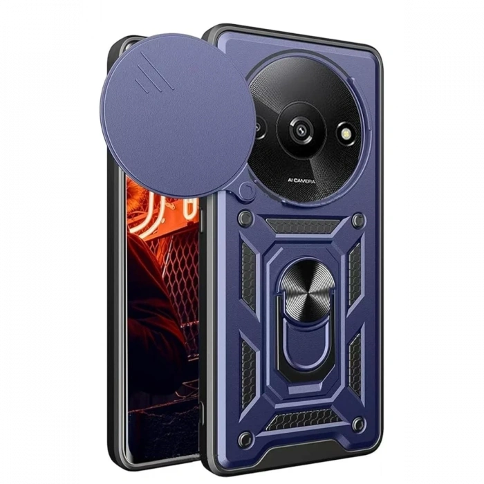 Mey İthalat®   Redmi A3 4G Kılıf Pars Lens Yüzüklü Silikon - Lacivert