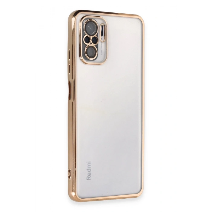 Mey İthalat®   Redmi Note 10 Kılıf  Lensli Silikon - Gold
