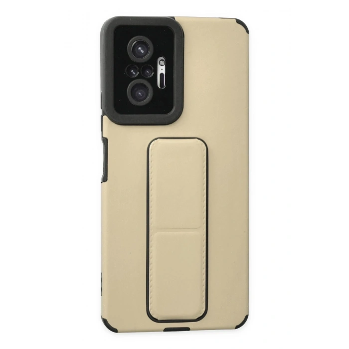 Mey İthalat®   Redmi Note 10 Pro Kılıf Mega Standlı Silikon - Gold