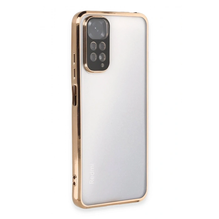 Mey İthalat®   Redmi Note 11 Kılıf  Lensli Silikon - Gold
