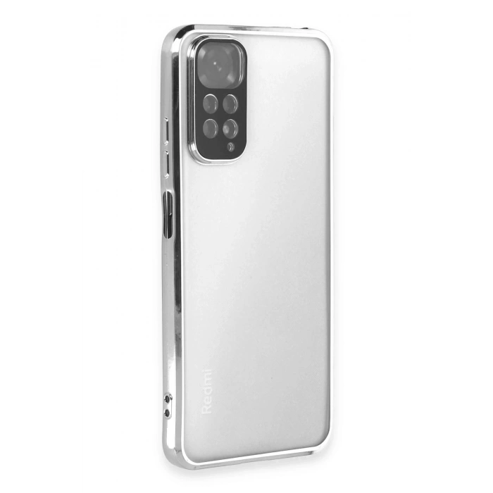Mey İthalat®   Redmi Note 11 Kılıf  Lensli Silikon - Gümüş