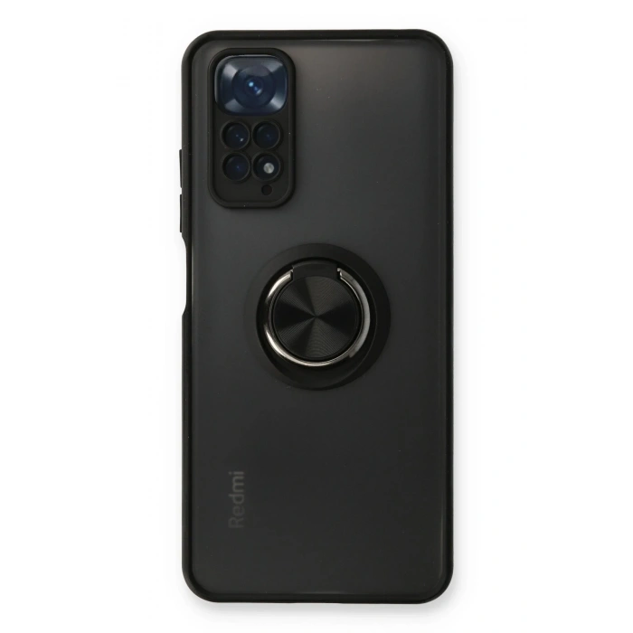 Mey İthalat®   Redmi Note 11 Kılıf Montreal Yüzüklü Silikon Kapak - Siyah