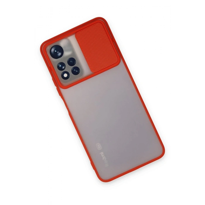 Mey İthalat®   Redmi Note 11 Pro Plus 5G Kılıf Palm Buzlu Kamera Sürgülü Silikon - Kırmızı