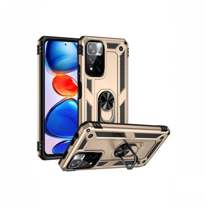 Mey İthalat®   Redmi Note 11 Pro Plus 5G Kılıf Sofya Yüzüklü Silikon Kapak - Gold