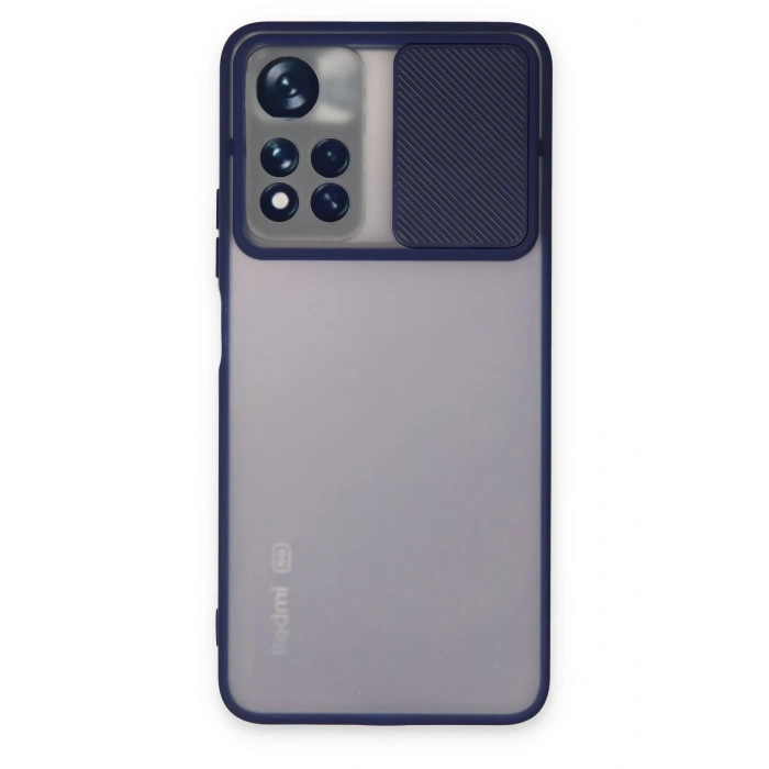 Mey İthalat®   Redmi Note 11T Kılıf Palm Buzlu Kamera Sürgülü Silikon - Lacivert