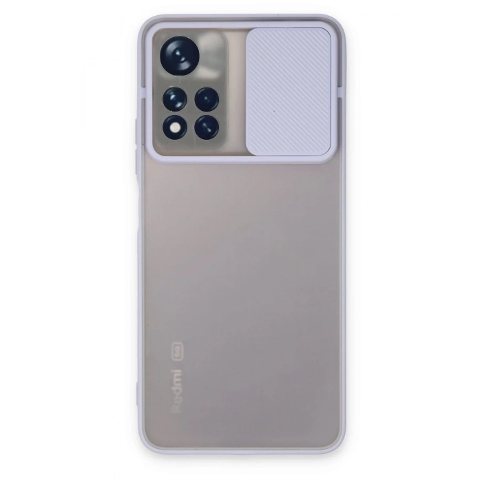 Mey İthalat®   Redmi Note 11T Kılıf Palm Buzlu Kamera Sürgülü Silikon - Lila