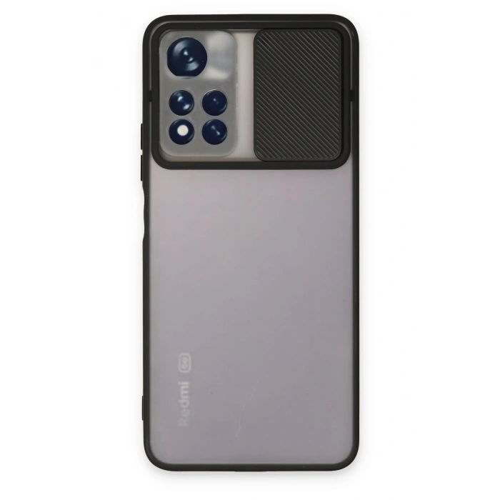 Mey İthalat®   Redmi Note 11T Kılıf Palm Buzlu Kamera Sürgülü Silikon - Siyah