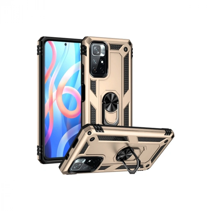 Mey İthalat®   Redmi Note 11T Kılıf Sofya Yüzüklü Silikon Kapak - Gold
