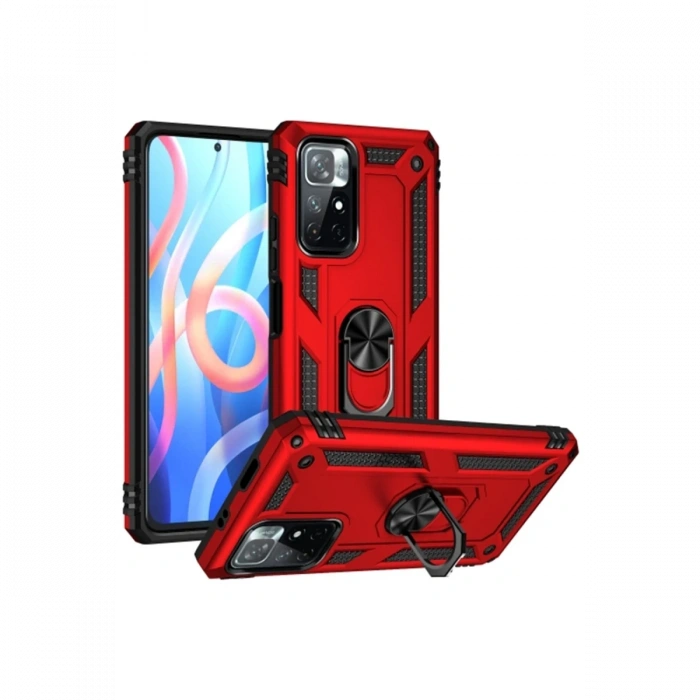 Mey İthalat®   Redmi Note 11T Kılıf Sofya Yüzüklü Silikon Kapak - Kırmızı