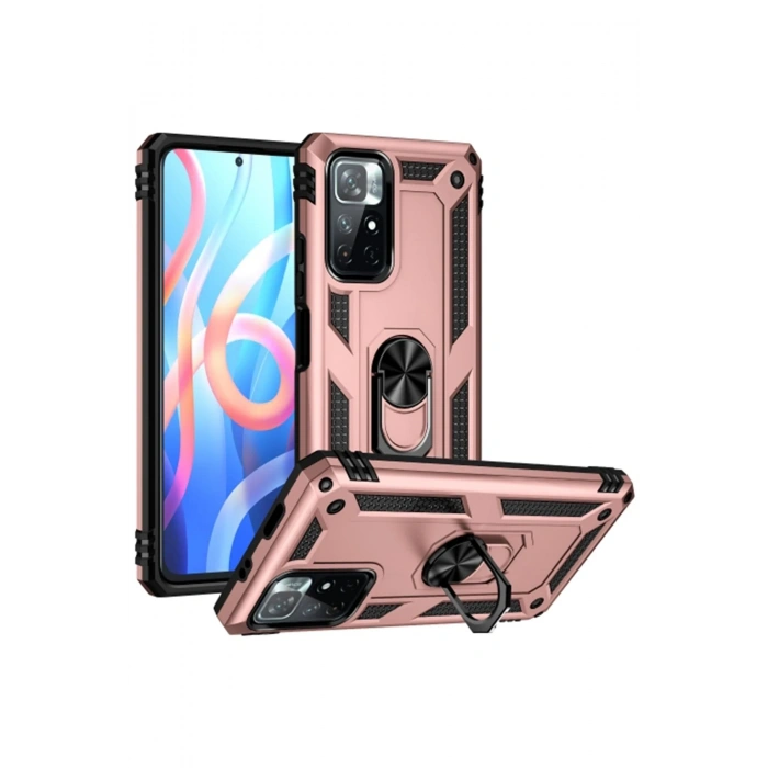 Mey İthalat®   Redmi Note 11T Kılıf Sofya Yüzüklü Silikon Kapak - Rose