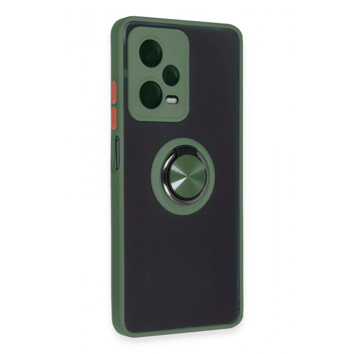 Mey İthalat®   Redmi Note 12 Pro 5G Kılıf Montreal Yüzüklü Silikon Kapak - Yeşil