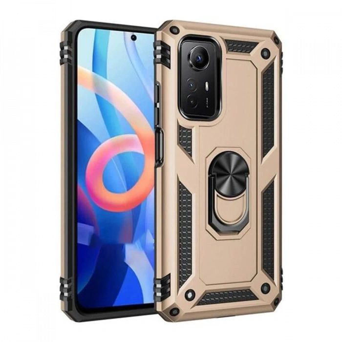 Mey İthalat®   Redmi Note 12S Kılıf Sofya Yüzüklü Silikon Kapak - Gold
