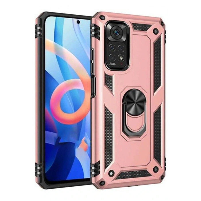 Mey İthalat®   Redmi Note 12S Kılıf Sofya Yüzüklü Silikon Kapak - Rose