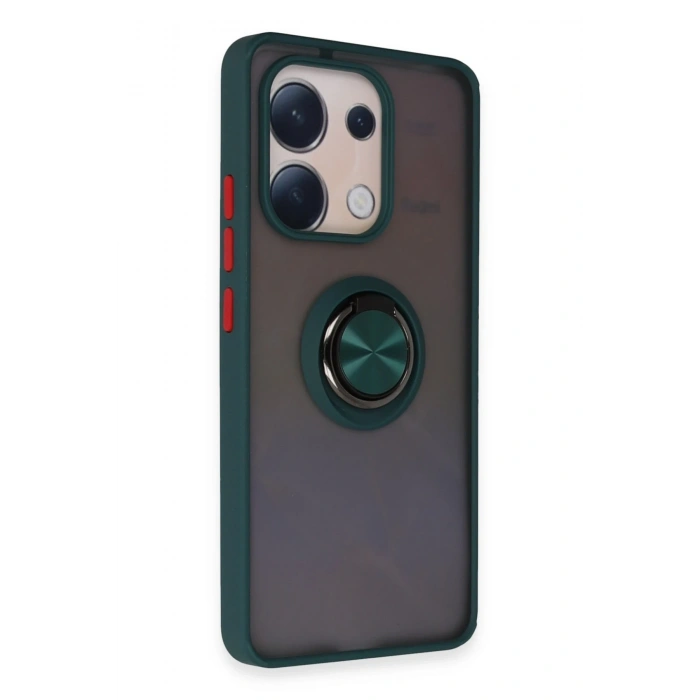 Mey İthalat®   Redmi Note 13 4G Kılıf Montreal Yüzüklü Silikon Kapak - Yeşil