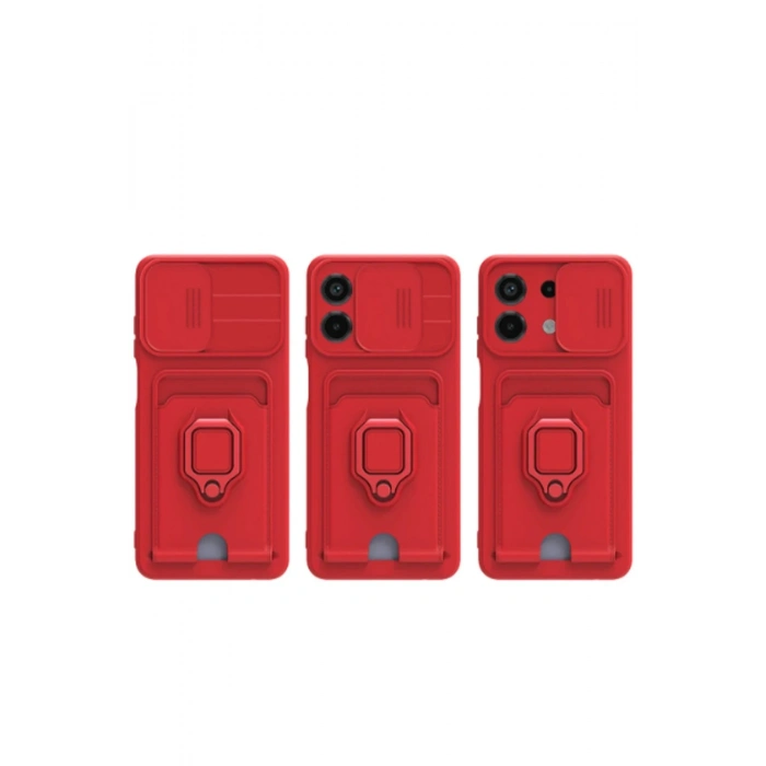 Mey İthalat®   Redmi Note 13 4G Kılıf Zuma Kartvizitli Yüzüklü Silikon - Pembe