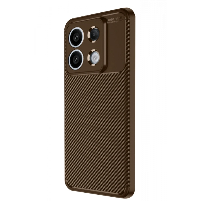 Mey İthalat®   Redmi Note 13 Pro 4G Kılıf Auto Focus Karbon Kapak - Kahverengi