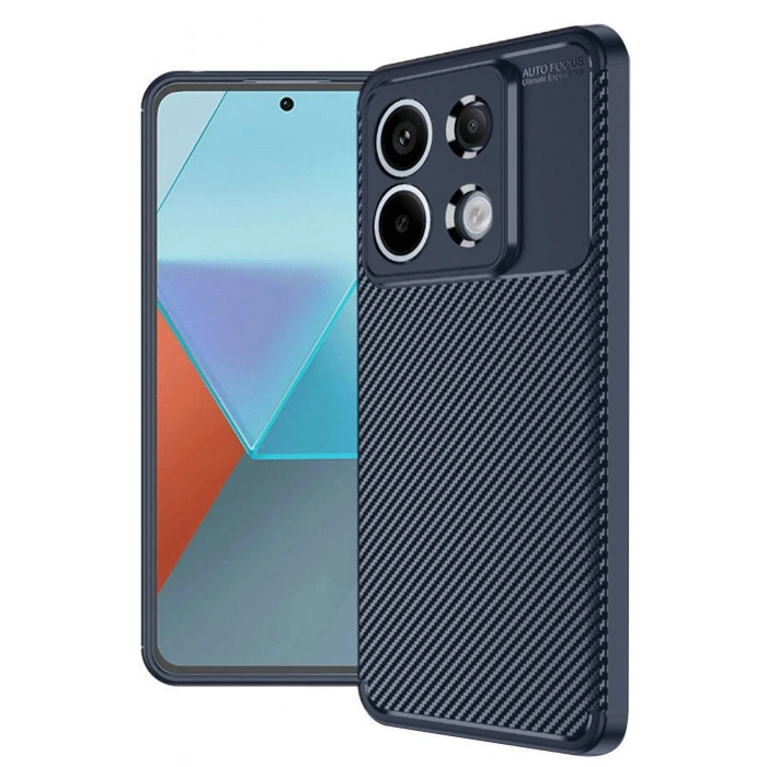 Mey İthalat®   Redmi Note 13 Pro 4G Kılıf Auto Focus Karbon Kapak - Lacivert