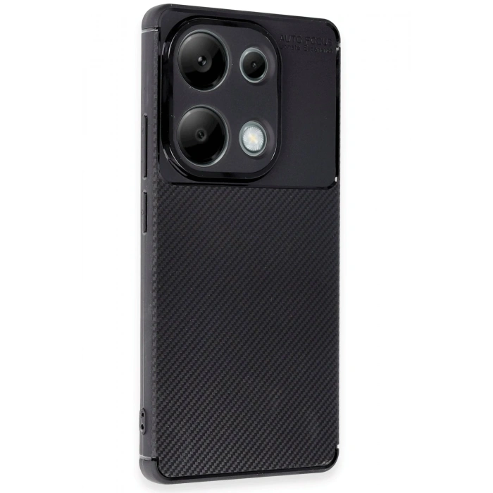 Mey İthalat®   Redmi Note 13 Pro 4G Kılıf Auto Focus Karbon Kapak - Siyah