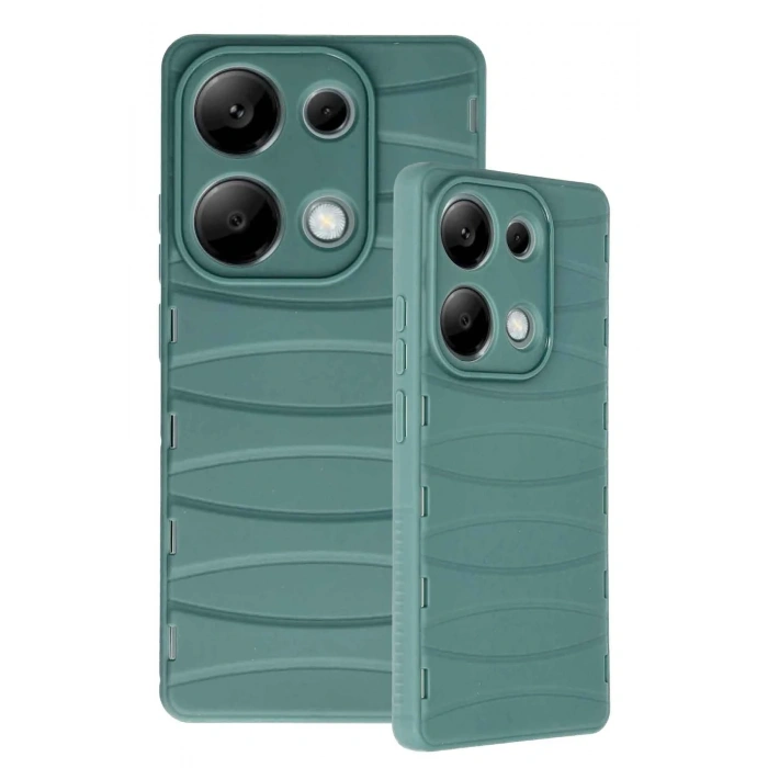Mey İthalat®   Redmi Note 13 Pro 4G Kılıf Bibercas Silikon Kapak - Koyu Yeşil
