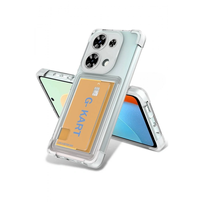 Mey İthalat®   Redmi Note 13 Pro 4G Kılıf Kart Şeffaf Silikon - Şeffaf