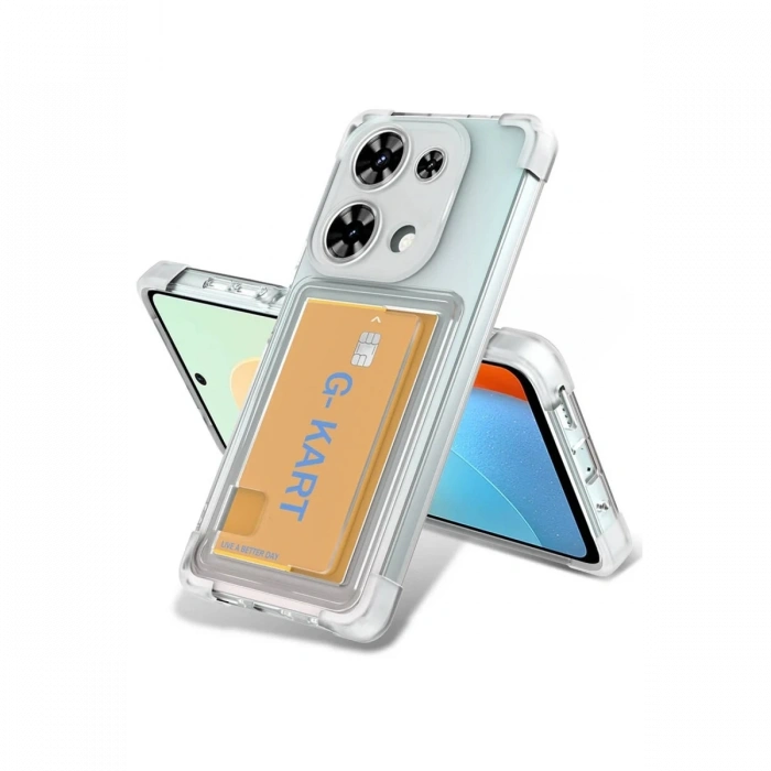 Mey İthalat®   Redmi Note 13 Pro 4G Kılıf Kart Şeffaf Silikon - Şeffaf