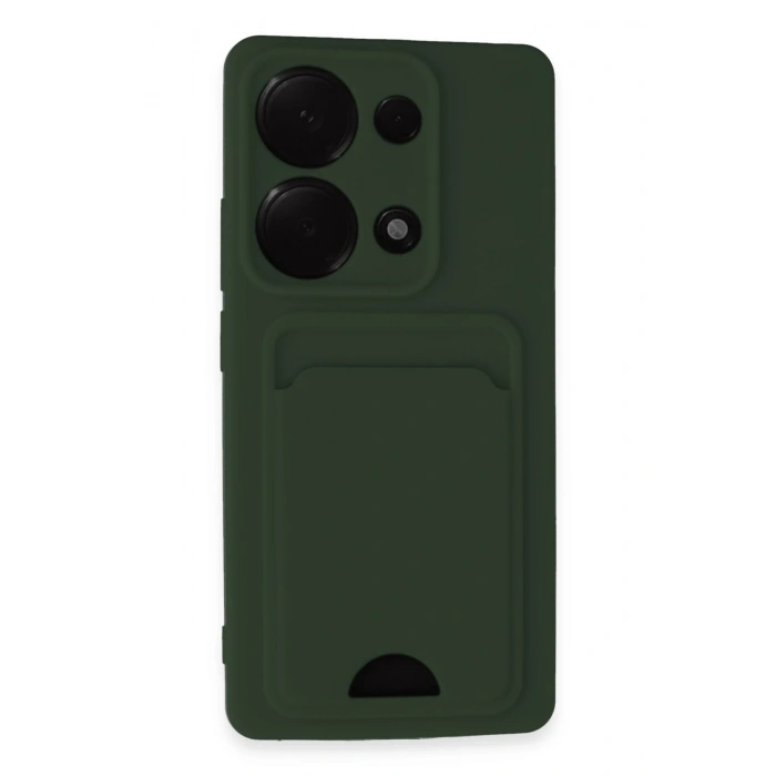Mey İthalat®   Redmi Note 13 Pro 4G Kılıf Kelvin Kartvizitli Silikon - Koyu Yeşil